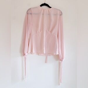 NWT Blush Peach Bow Open Back Blouse Bows Peplum Style Top Pink Topshop‎ Shirt